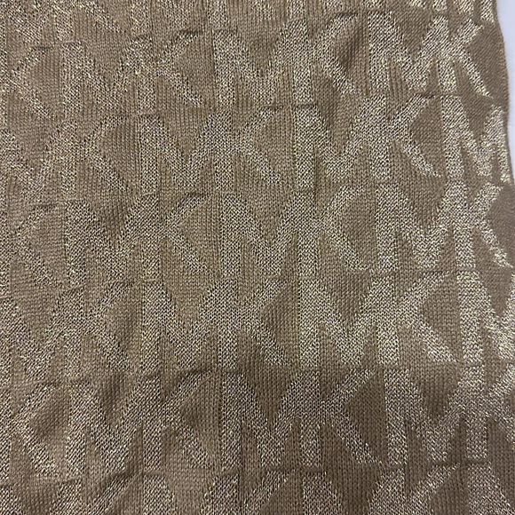 Michael Kors Metallic Gold MK Monogram Print Scarf NEW - Picture 2 of 4